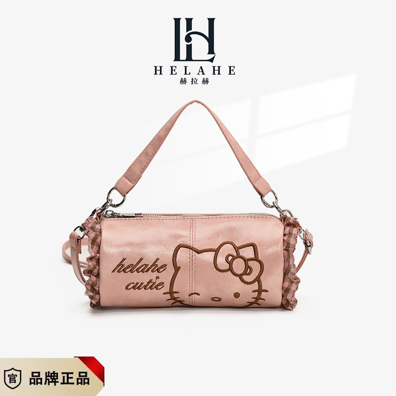 可爱Kitty迷你单肩包包女2025新款时尚百搭凯蒂猫手提圆桶斜挎包|undefined