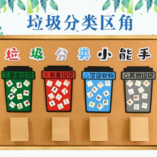 幼儿园墙面装饰环创创意diy保护环境垃圾分类立体墙贴教室班级