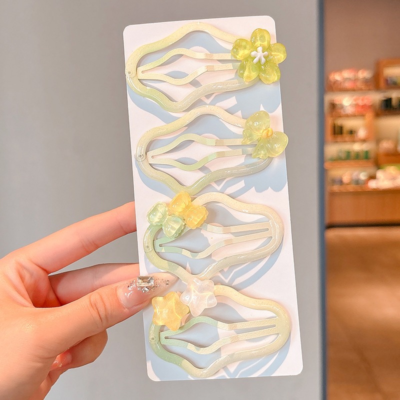 Hermosos clips de cabello nubes gradientes niñas frente cejas rotas clips de cabello BB niñas no lastimar clips de cabello tocado