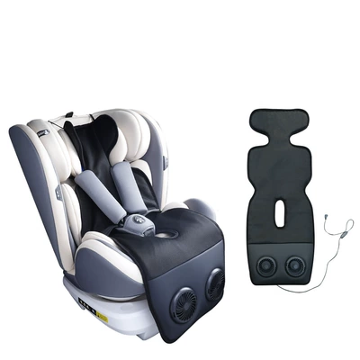 All-Season Cooling Mat, Summer Ice Silk Single-Seat Ventilation Special Car Seat Cushion, Child Safety Seat Mat (Cool pad) - children-trolley-ventilated-seat-cushion-5v-black
