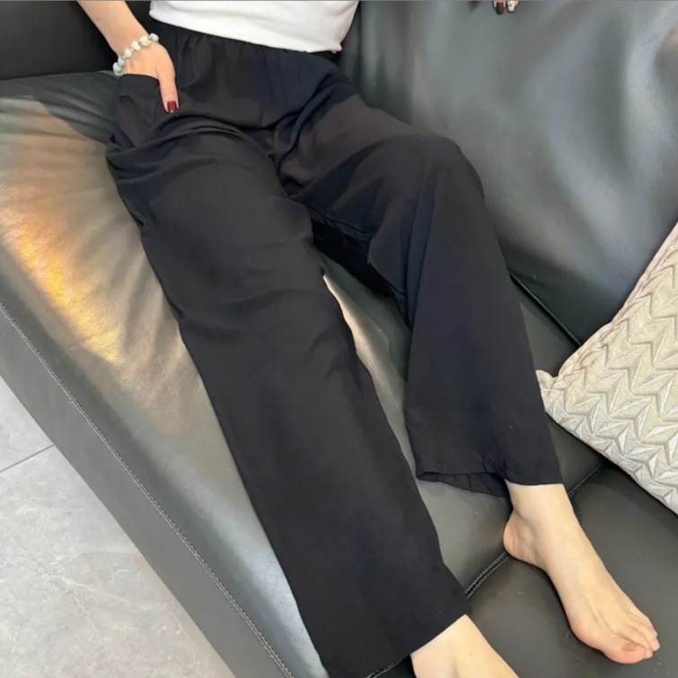 [Pantalones rectos de seda de algodón] El verano delgado de las mujeres es delgado, recto, suelto, se puede usar, protector solar, frío, pantalones de casa, pantalones de pijama