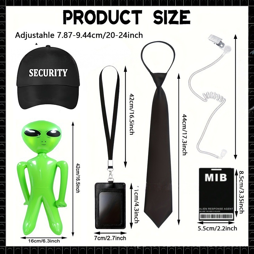 Alien Agent European and American Wedding Boy Secret Costume Dress-Up Sunglasses Earplugs Work Permit Halloween