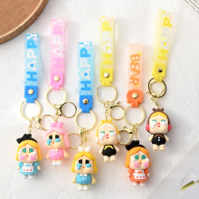 创意哭娃钥匙扣可爱软胶爱哭女孩钥匙链挂件立体公仔卡通小礼品
