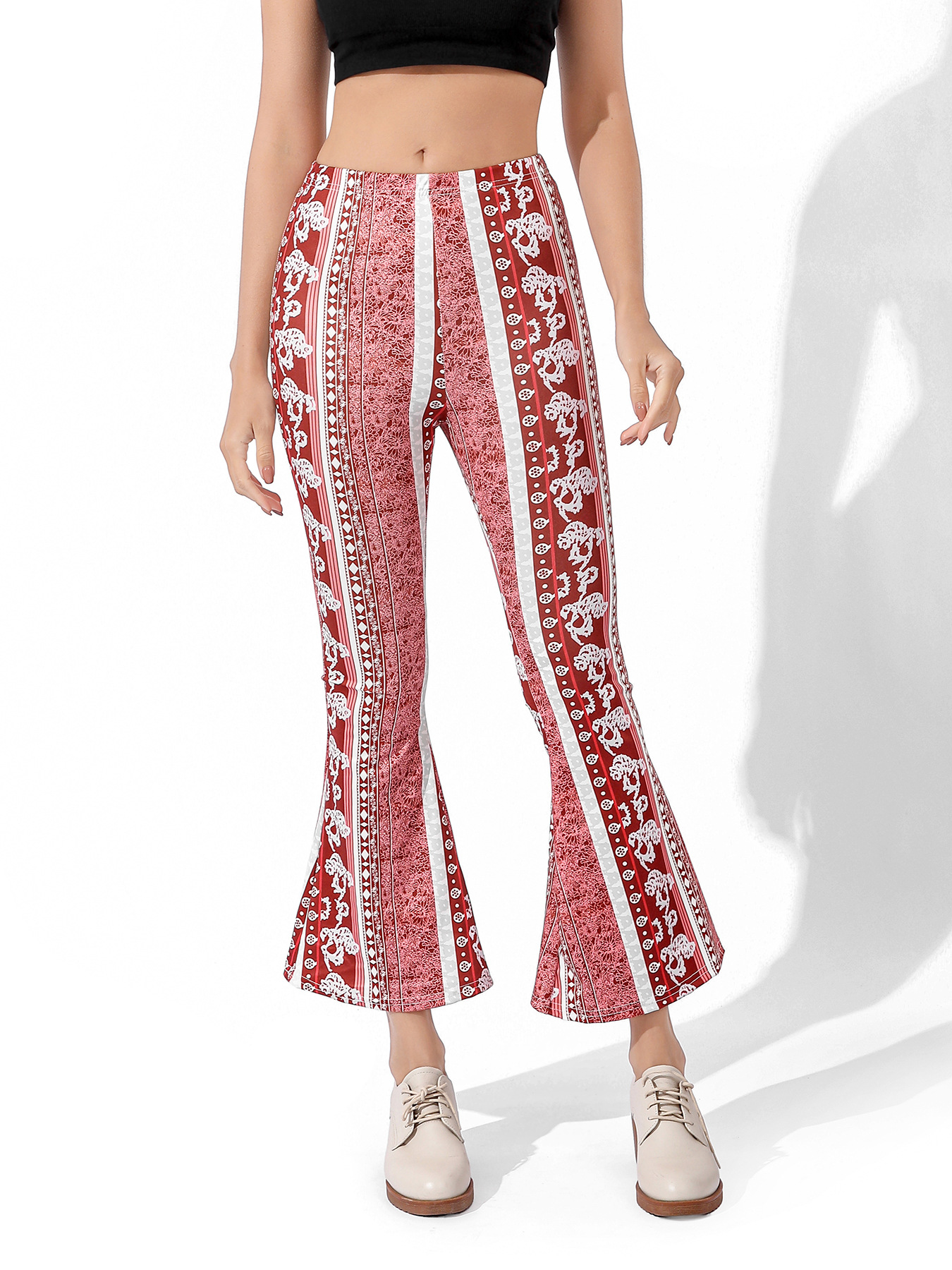 Pantaloni da yoga da donna stampa digitale elasticizzati allenamento per la danza shopping casual piccoli pantaloni da yoga freschi leggings con fondo a zampa d'elefante_voghion.com