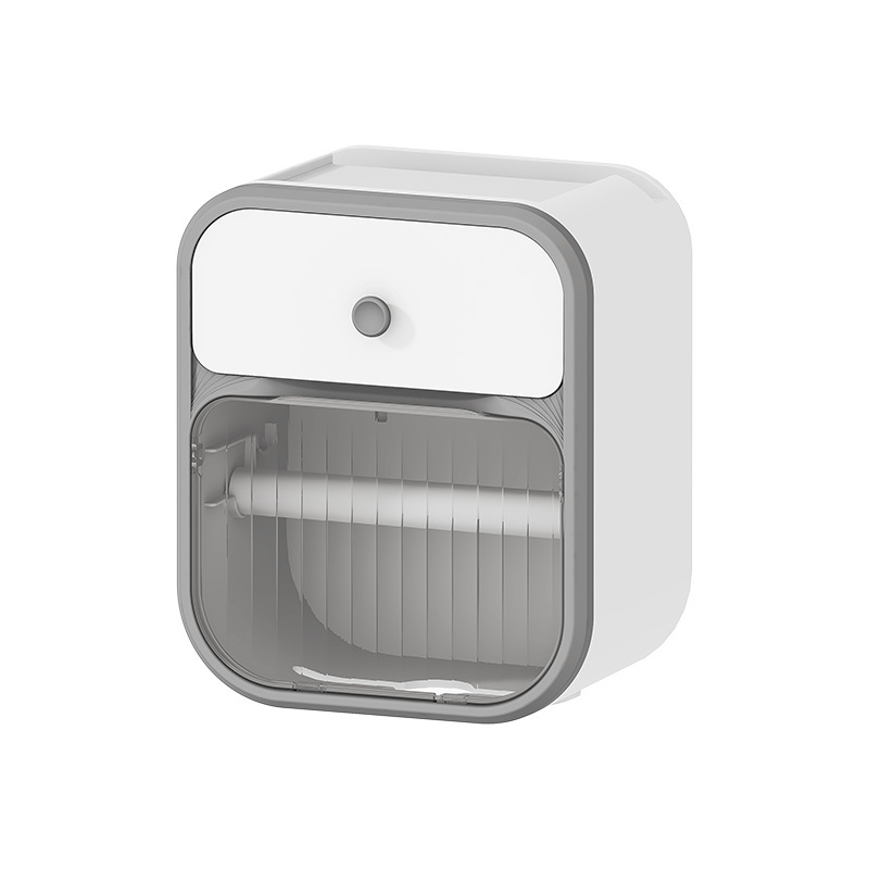 Caja de toallas de papel colgada en la pared sin perforación baño ligero de lujo estantes transparentes caja de almacenamiento doméstica caja de extracción simple caja de plástico