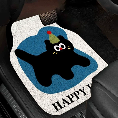 floor mat, Avtomobil döşəmə paspasları - blue-kitten-rear-row-silk-loop-5050cm-two-pieces