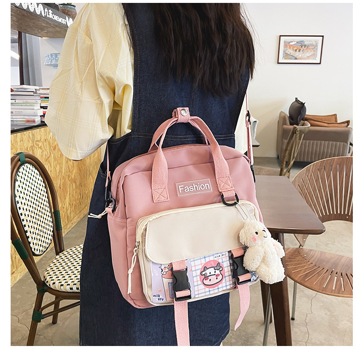 Large Nylon Square Zipper Crossbody Bag Backpack display picture 3