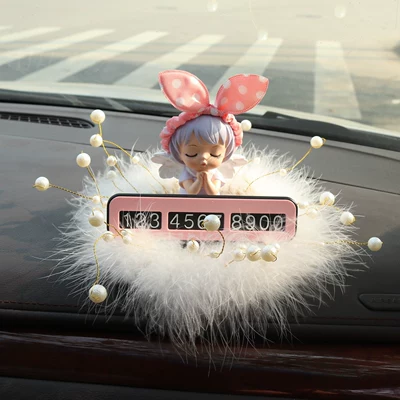Nömrəli dayanma kartı — Decoration Accessories for Women - annie-purple-butterfly-pearl-feather-pad-license-plate-pink