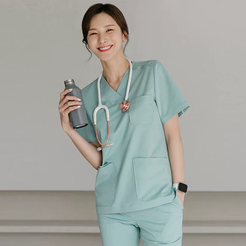 Хирургический костюм с короткими рукавами для женщин в операционной, хирургический халат с длинными рукавами, спецодежда, летний эластичный комплект.