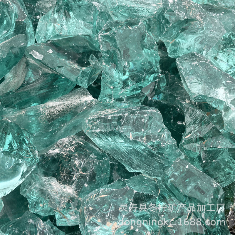 厂家供应大块玻璃石造景用不规则玻璃块彩色玻璃块大块透明玻矿物