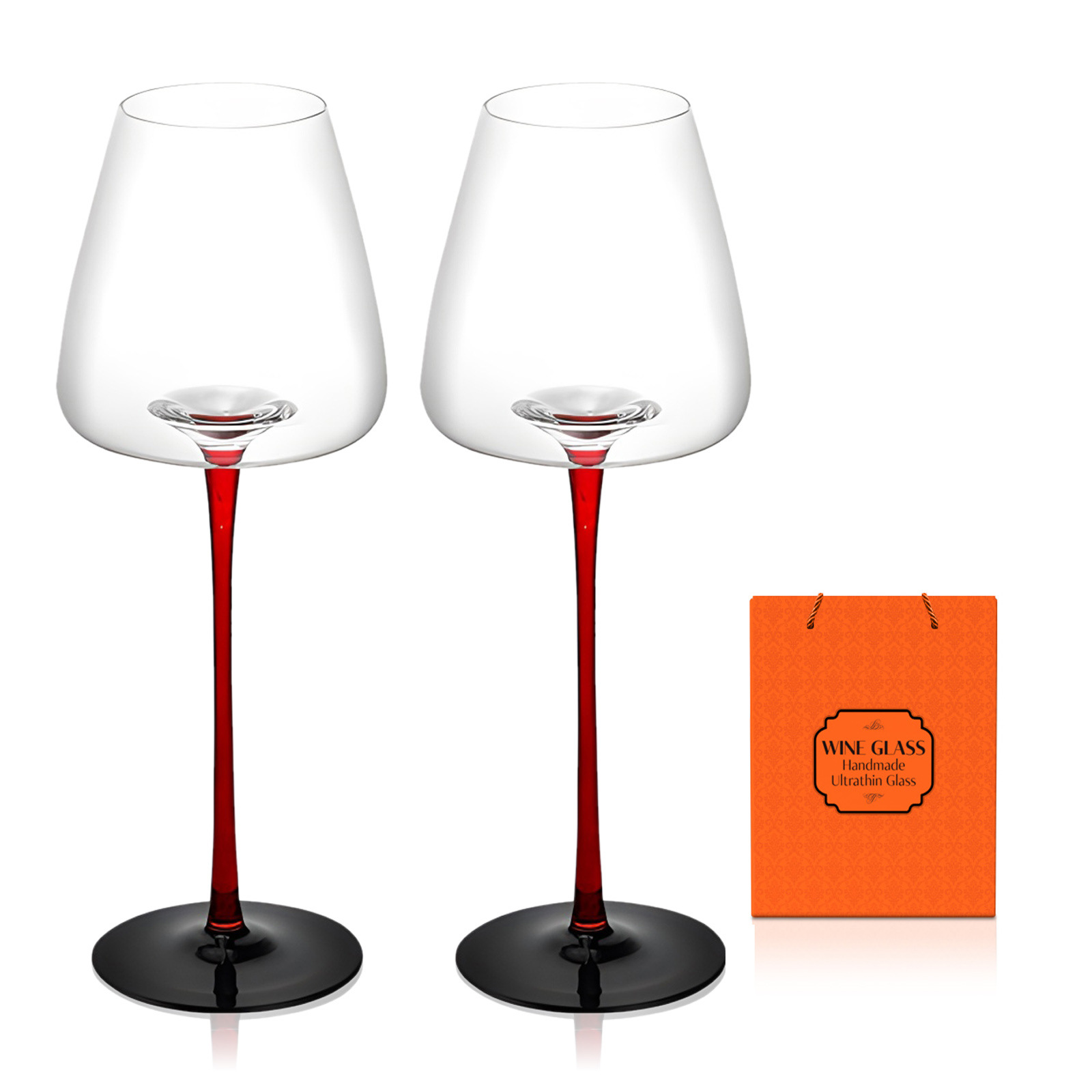 Copas de vino tinto de cristal, dos cajas de regalo, copas con fondo cóncavo de vientre grande, un par de copas de champán de regalo de hotel de comercio electrónico