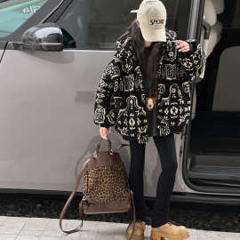 女童加绒外套2025冬款中大童皮毛一体夹棉外套小女孩加厚毛毛衣潮