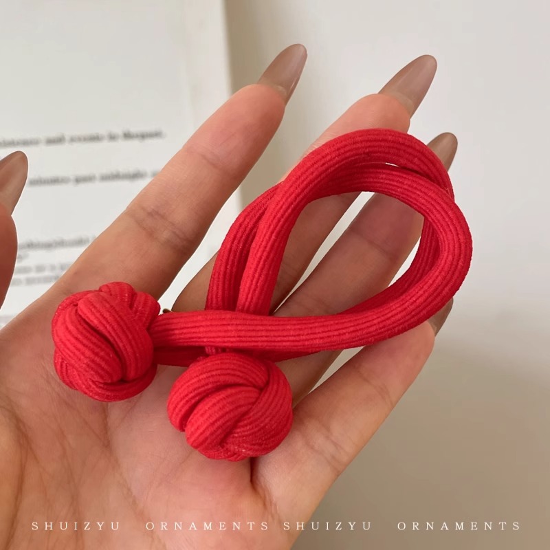 Anillo de cabello de nudo de cola de cabello de alta elasticidad no lesionar cabello de banda de goma roja durable cabello de cola de cabello de mujer al por mayor