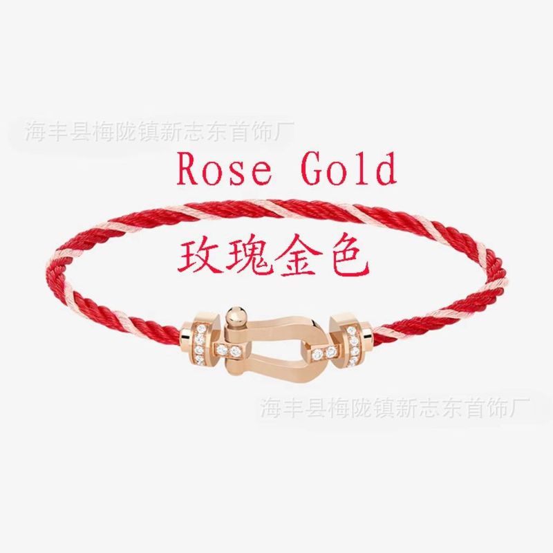 中号马蹄扣费雷德红绳手链情侣款男女本命年转运精工钢丝DIY手绳|undefined