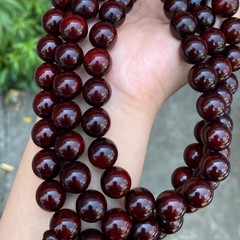正宗印度小叶紫檀手串1.2*108酒红色老料多圈男女款手链文玩佛珠