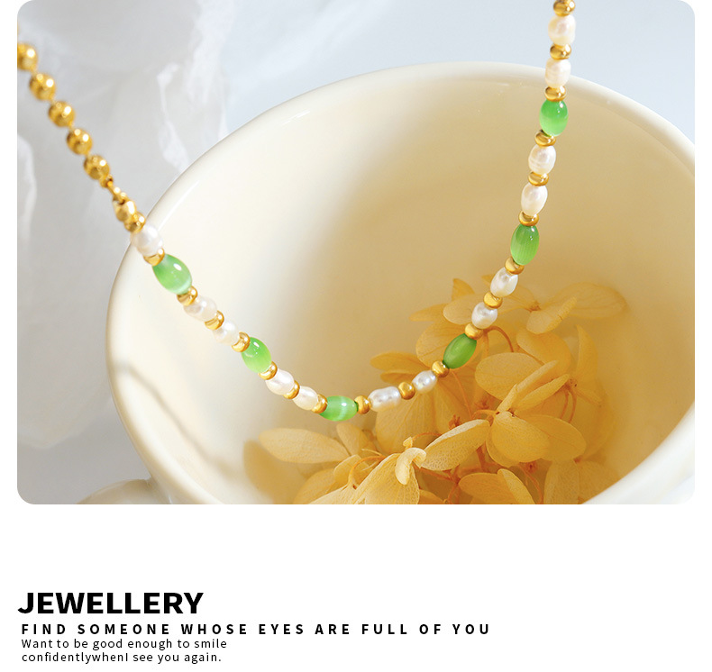 Elegant Geometric Pearl Plating Opal Necklace