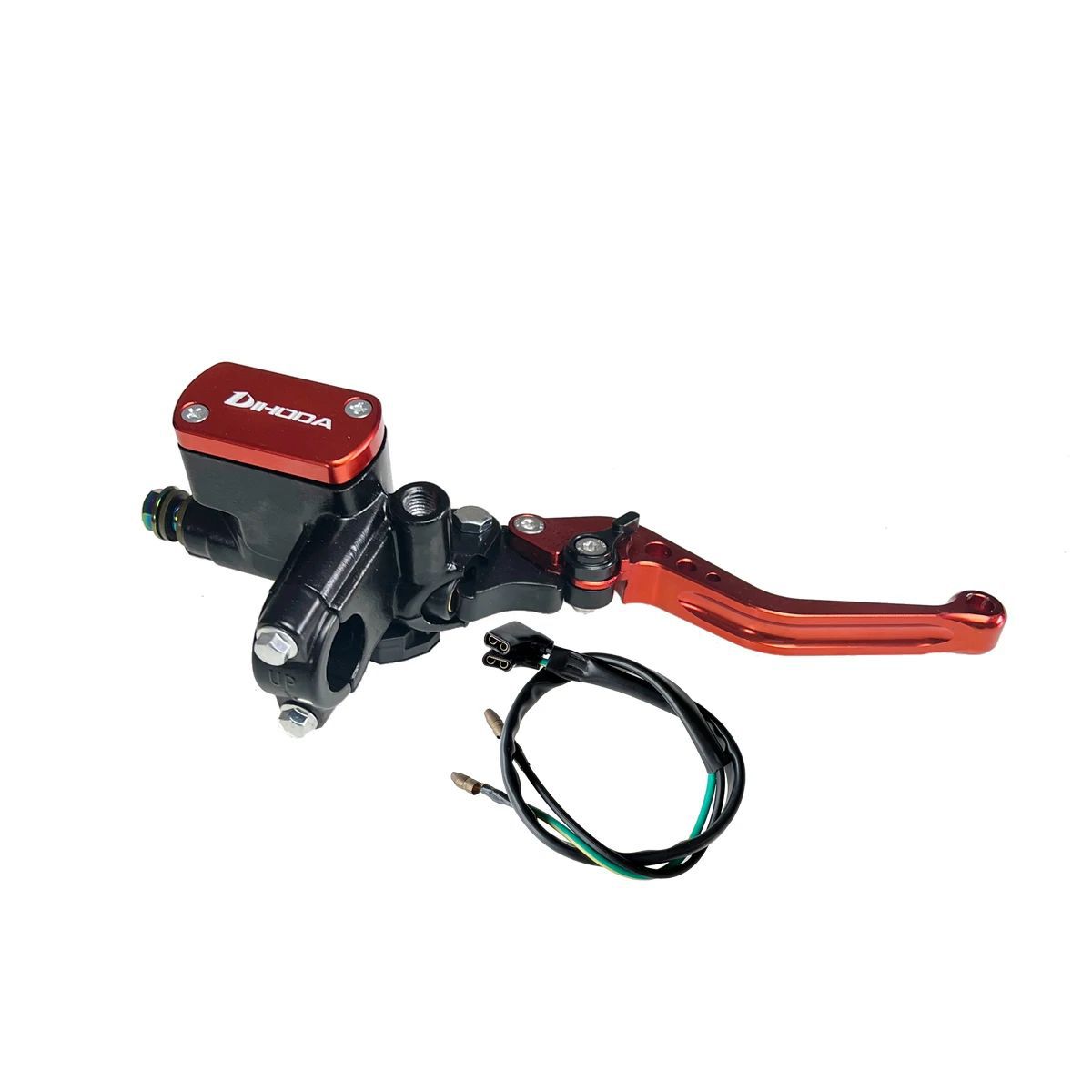 Universal modified hydraulic brake master cylinder for motorcycles and electric bikes with six-speed adjustable handle and power-off switch
