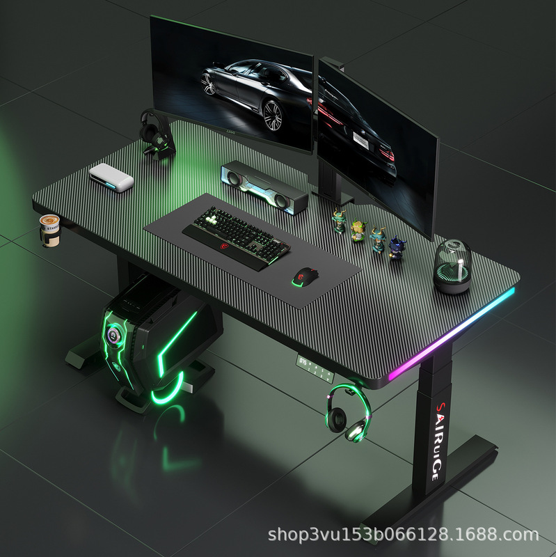 Electric Adjustable Table, Smart Gaming Table, Computer Table, Adjustable Height, Solid Wood, Carbon Fiber, Gaming, Home Office, Work Desk Electric Adjustable Table, Smart Gaming Table, Computer Table, Adjustable Height, Solid Wood, Carbon Fiber, Gaming, Home Office, Work Desk