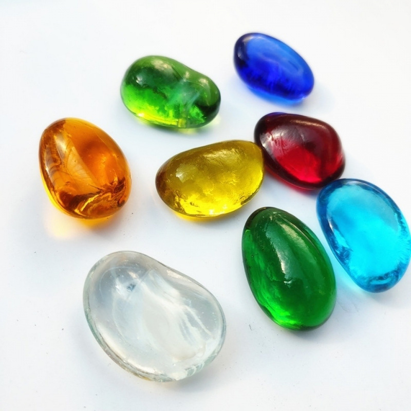 Juguetes de masaje de piedras de vidrio coloridas DIY decoración chimenea acuario de peces jarrón paisaje piedra colorida