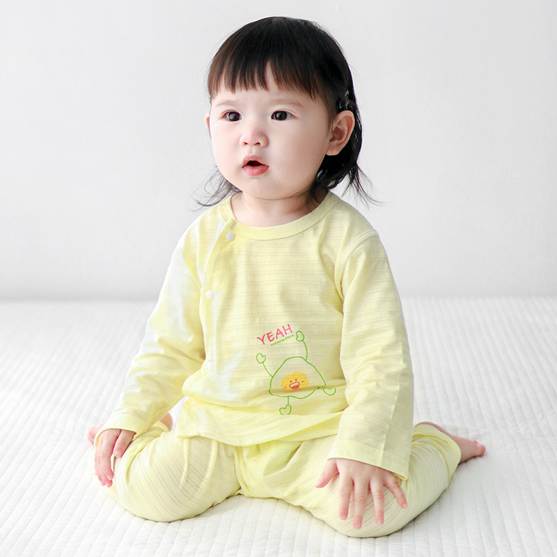 Bebé de manga larga juego de verano para niños niñas algodón delgado dividido aire acondicionado para niños pijamas de verano ropa de bebé