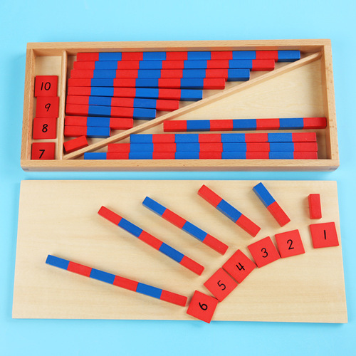 Montessori red and blue counting stick teaching aids Mathematics Montessori teaching aids wooden children's educational counting stick early education toys