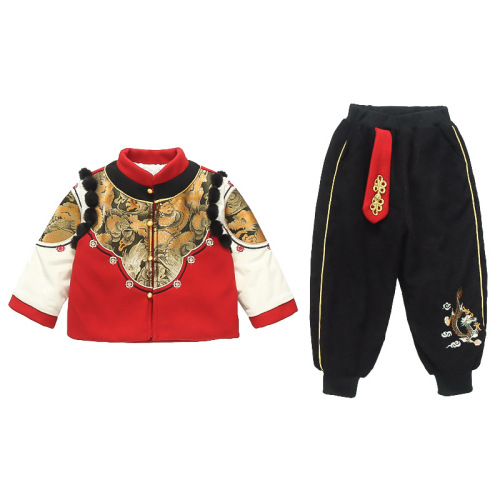 Winter Thick Set Traditional Chinese Style Children's Tangzhuang Two-Piece Set for New Year's Eve Baby Clothing Group Purchase Wholesale