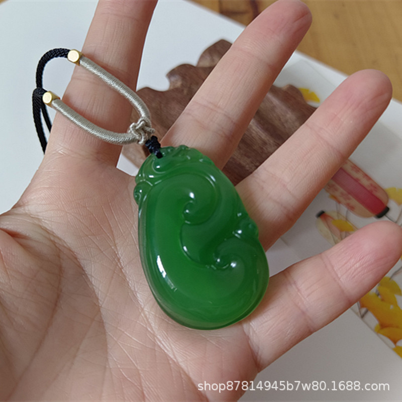 주요 드로잉 로프가있는 칼세도니 Ruyi (약 48*30mm)