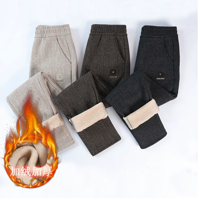Зимние флисовые брюки для женщин среднего и старшего возраста, цельные флисовые брюки прямого кроя, утепленные и теплые брюки для бабушки.