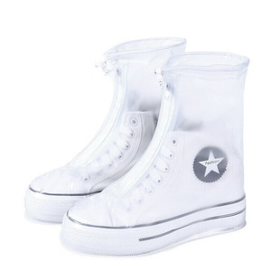 VLEN PVC rain shoe cover rain and flood prevention with zipper thickened bottom non-slip rain boot cover