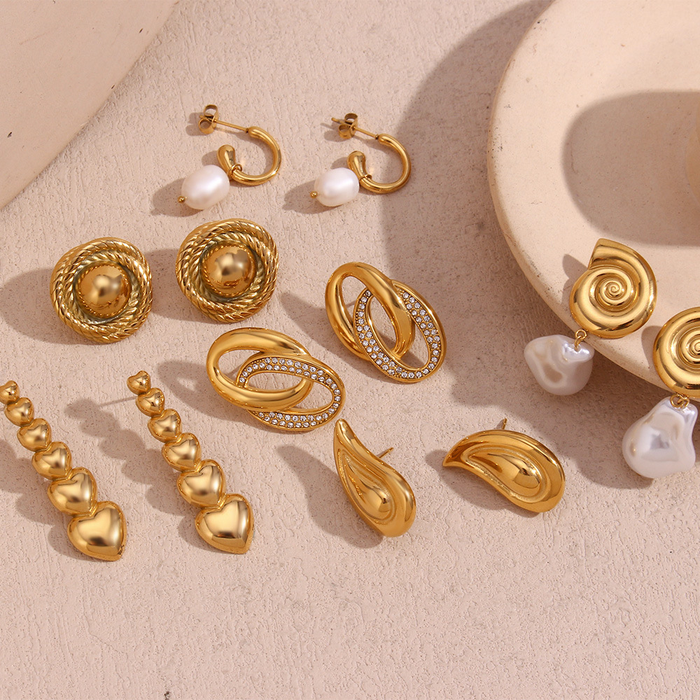 15g Weight 316L Stainless Steel Ear Needle Material 18K Gold Plated Plating Material Drop Earrings, Ear Studs Classification 1 Pair Quantity Holiday, Daily Occasion 316L Stainless Steel Material Geometric Pattern All Seasons Season Women's Gender Retro, Simple Style Style Waterproof Non Tarnish, Surgical Steel, Plating Craft 18K Gold Plated 316L Stainless Steel Geometric Waterproof Non Tarnish Surgical Steel Retro Simple Style Drop Earrings Ear Studs For Women's 无