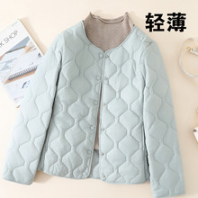 卡依佳秋冬轻薄羽绒棉服女短款圆领百搭打底保暖长袖V领内胆棉袄