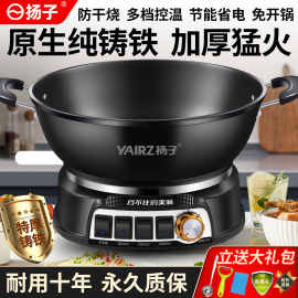 铸铁电炒锅扬子多功能家用不粘电锅旗舰炒菜蒸煮炒煎一体式电热锅