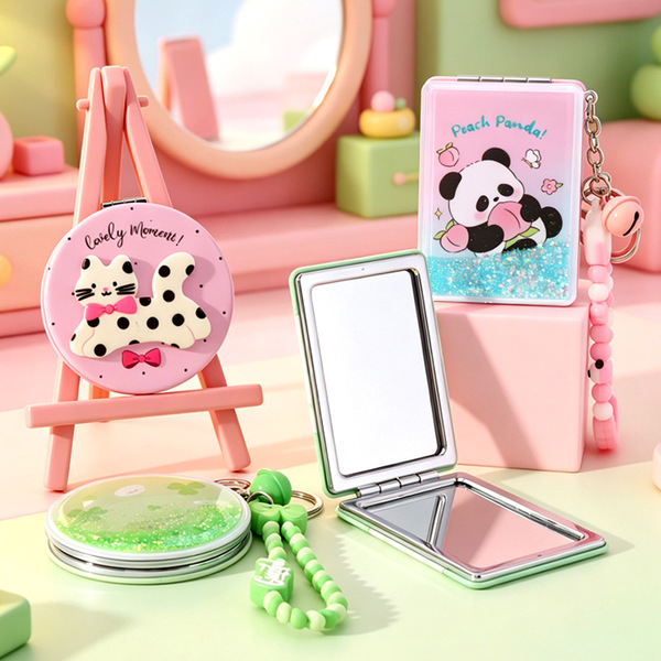 double-sided folding travel handheld mirror