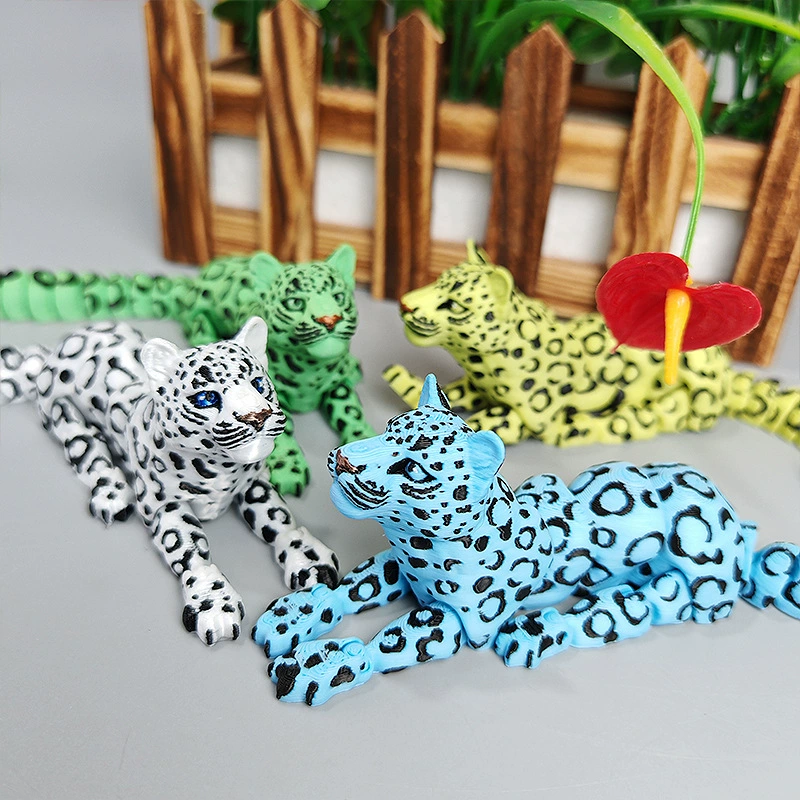 Популярные трансграничные 3D-печатные симулированные снежные леопарды, подвижные украшения, ручная работа, пасхальные декоративные модели животных, игрушки