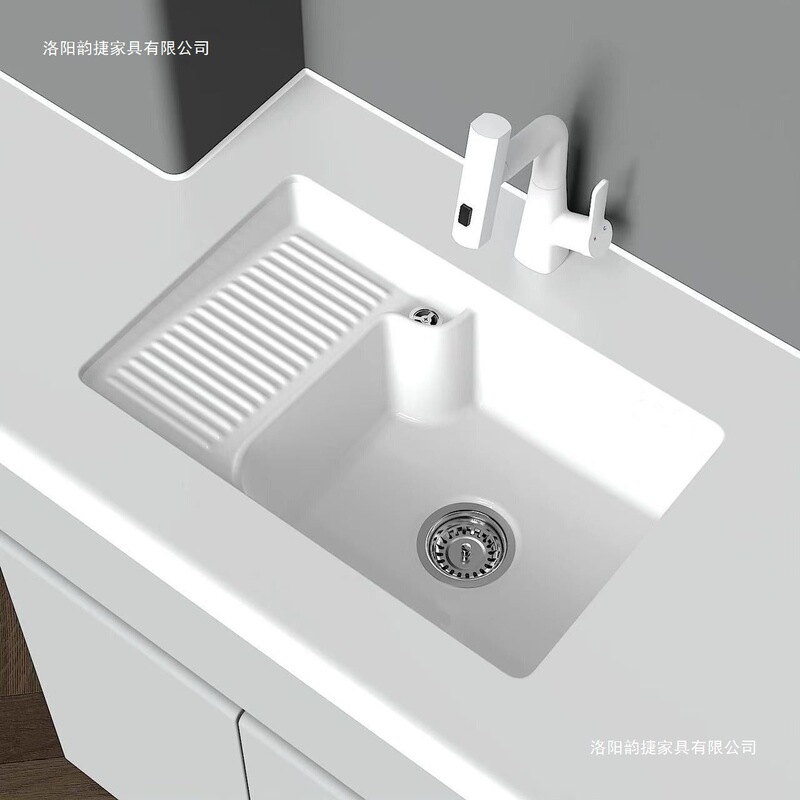 Built-In Ceramic Integrated Basin with Washboard, Single Basin Laundry Basin, Bathroom Laundry Basin, Washbasin