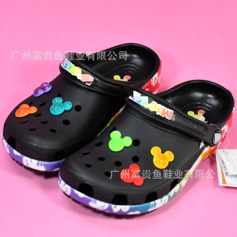 Summer New Mickey Mouse Co-Branded Clogs Beach Shoes Baotou Style Cartoon Style Waterproof and Breathable