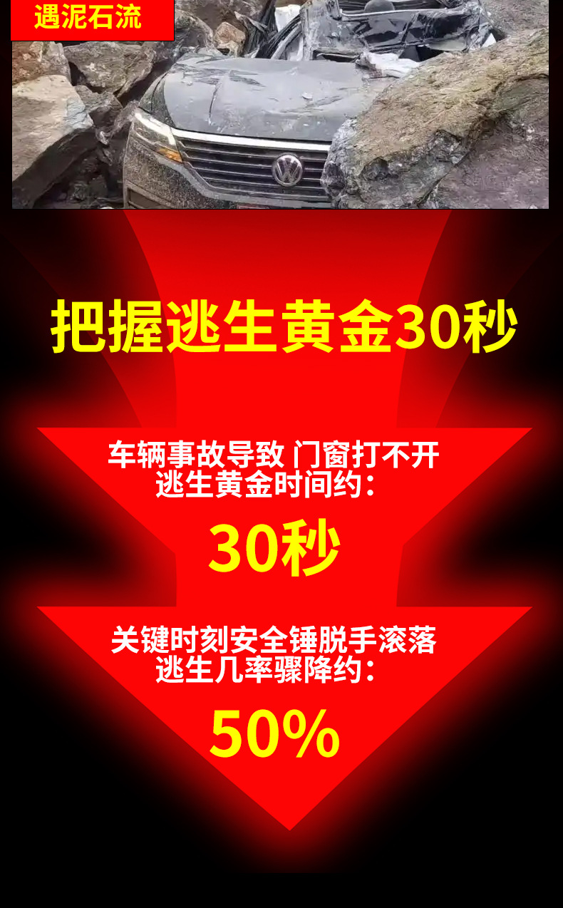 Car safety hammer, vehicle-mounted window breaker, multifunctional escape hammer, seatbelt cutter, mini portable emergency tool