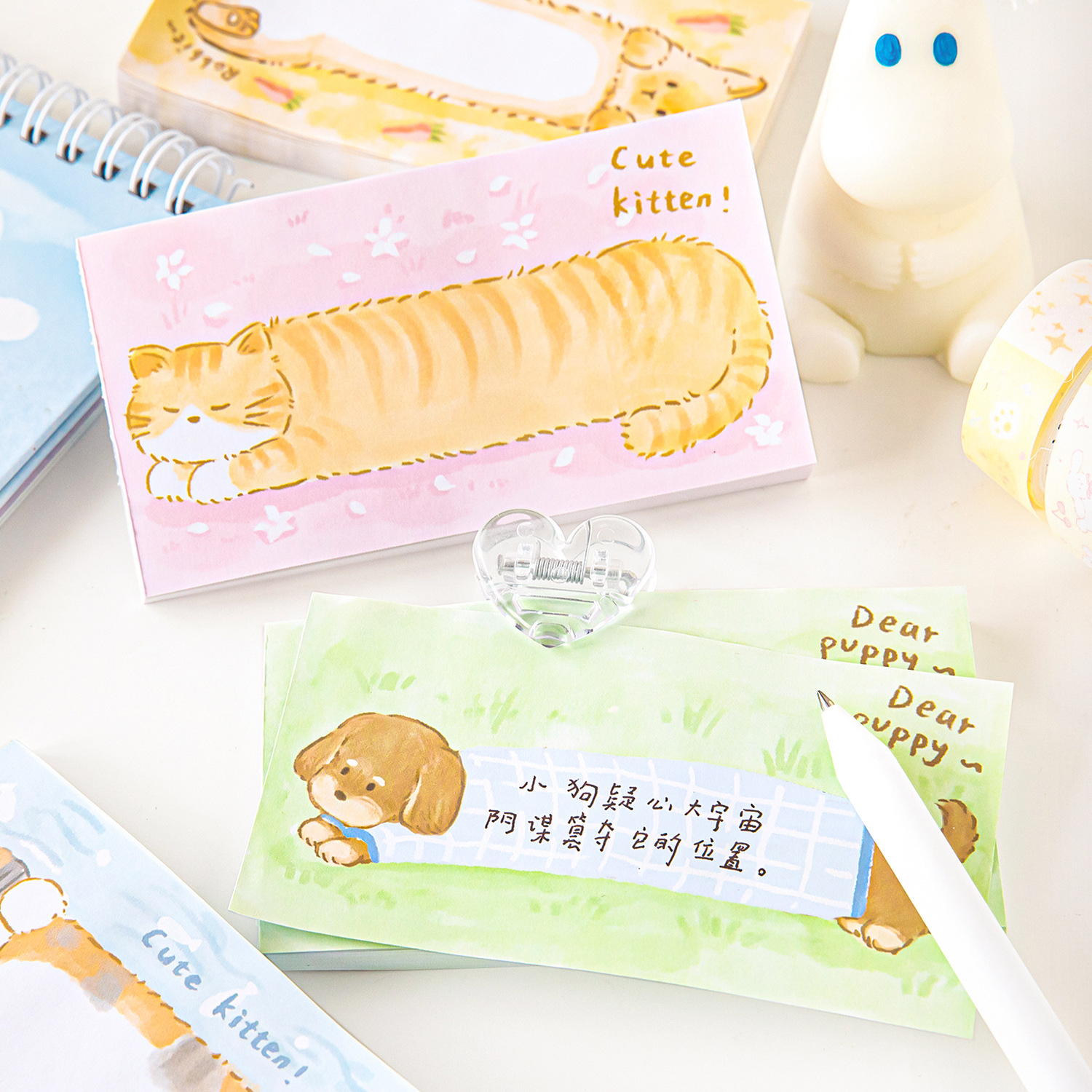 Mo Mo tinta pergamino blanco cuaderno de notas susurro pequeña serie de notas adorable libro de notas de estudiantes de literatura y arte