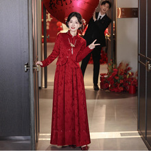 新中式敬酒服新娘2025新款红色订婚礼服女结婚长袖回门便装晚礼服