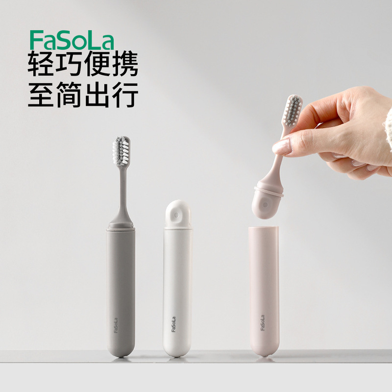 Fasola Foldableable Portable Orthodontic Soft-Bristle Toothbrush Compact Travel Portable Couple Toothbrush Set for Men, Women and Kidsren