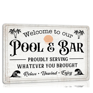 Welcome to Pool and Bar Tin Painting Humorous Wall Decorative Metal Plaque