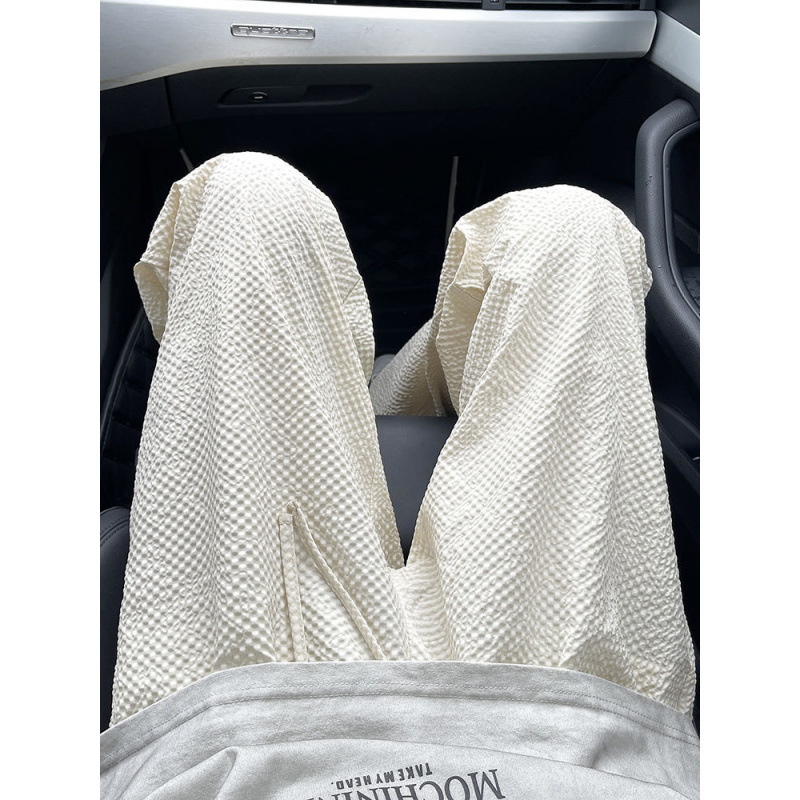 1 Bubble Gauze Ice Silk For Men, Summer Thin Breathable Quick-Dry Sports Casual Pants, Loose Straight Sun-Proof Air_voghion.com