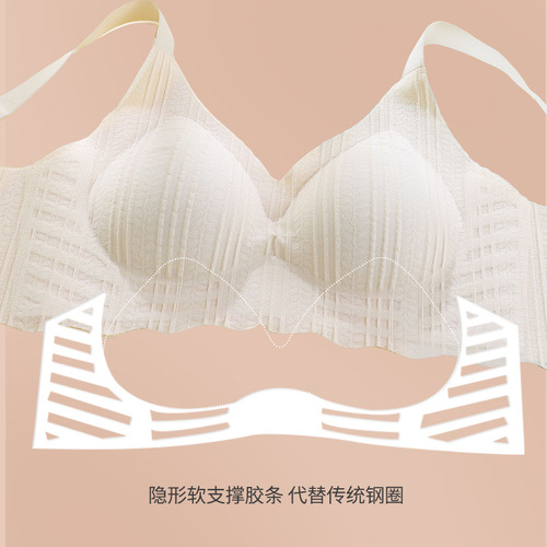 Women's plus size underwear push-up no rims summer seamless bra for pregnant women with big breasts showing smaller breasts, side breasts anti-sagging thin bra