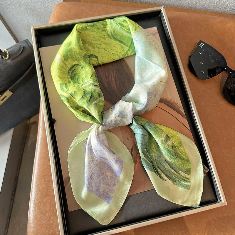 Bufandas de seda para mujeres 2025 primavera y otoño moda versátil temperamento minimalista 65cm bufandas de seda simuladas bufandas delgadas bufandas