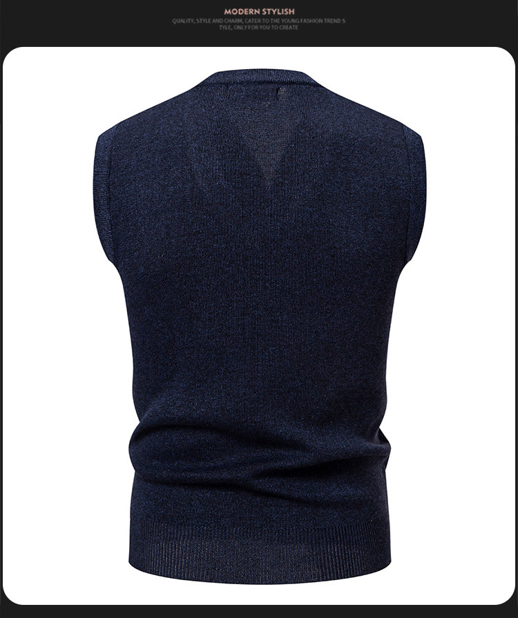 Herren-Strickweste – Schmal geschnittene V-Ausschnitt-Strickweste mit Jacquardmuster für elegante Freizeitkleidung_voghion.com