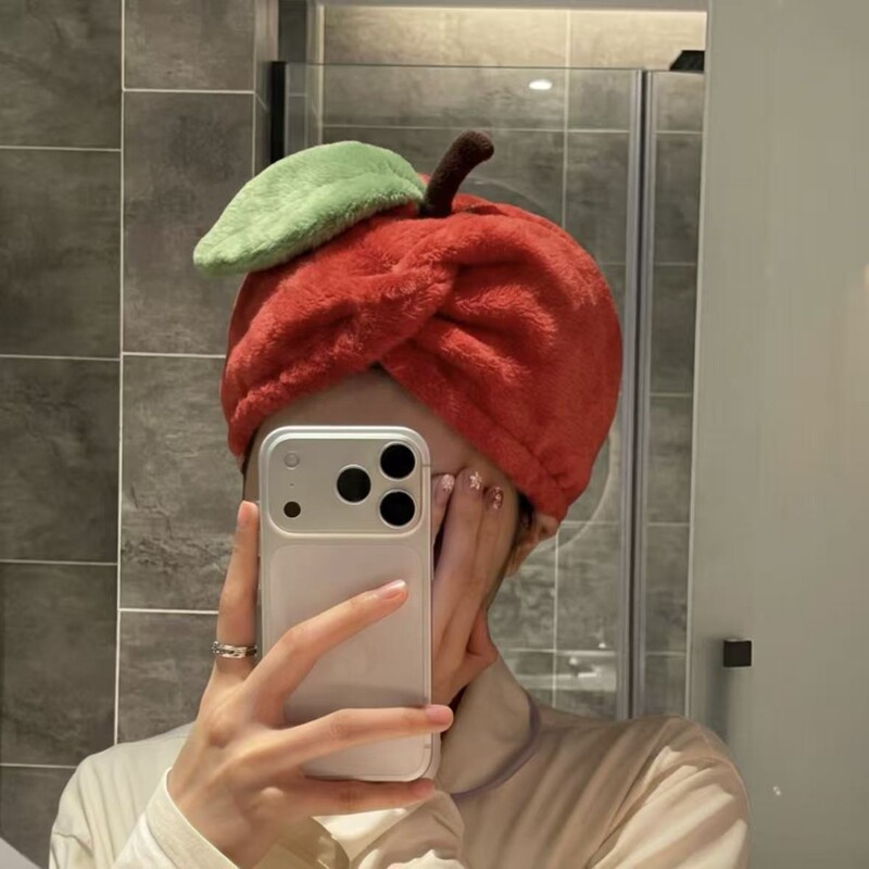 Cute apple-shaped trendy hair drying cap, absorbent and quick-drying towel, coral headscarf, shower cap, coral fleece hair towel Cute apple-shaped trendy hair drying cap, absorbent and quick-drying towel, coral headscarf, shower cap, coral fleece hair towel