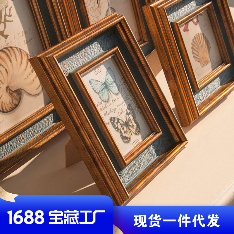 Photo Frame decoration American retro creative wall hanging with printing European 7-inch combination photo frame with printing image frame