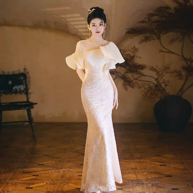 鱼尾敬酒服新娘2025结婚订婚礼服裙高端轻奢小众高级感成人绝美闪