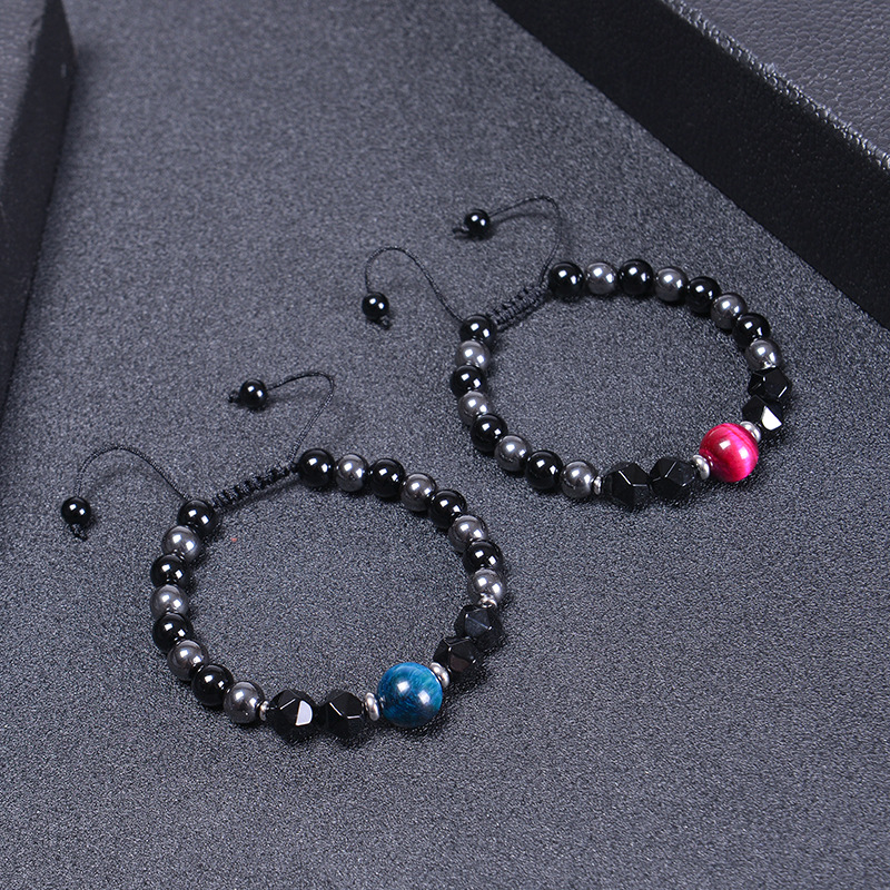 Title 7, Natural Stone Tiger Eye Woven Double-layer Adju...