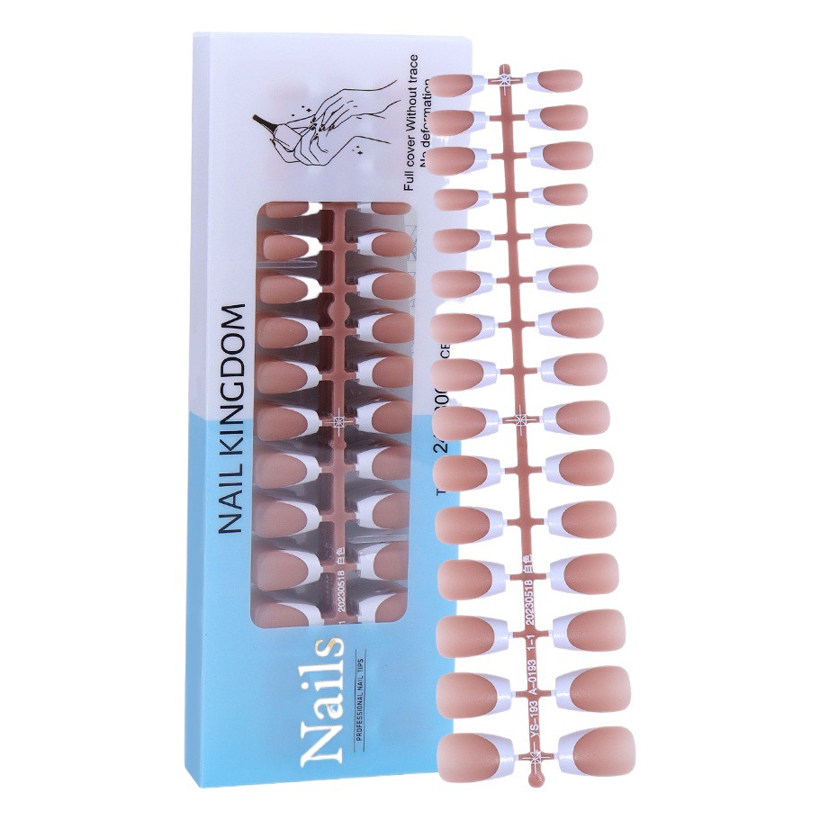 Nuevo clavo de desgaste francés transfronterizo 240 piezas en caja manicura de uñas falsas semiacabadas pegatinas completas escarchadas pieza de clavo francés